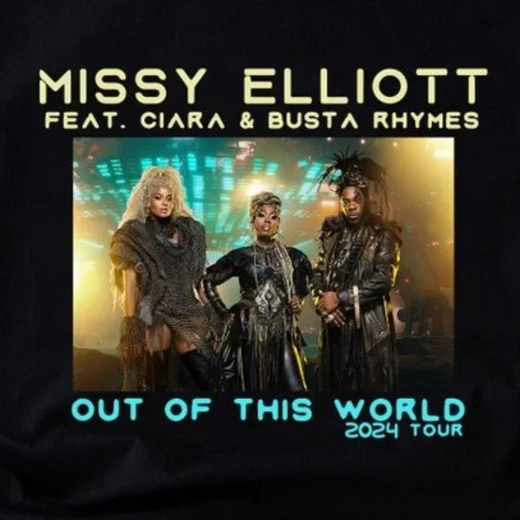 Missy Elliott 2024 Tour Ciara Busta Rhymes Hip Hop Concert Music T-Shirt 159 - Picture 2 of 5